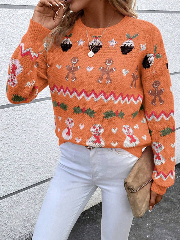 Women's Festive Knit Sweater with Playful Christmas Motif