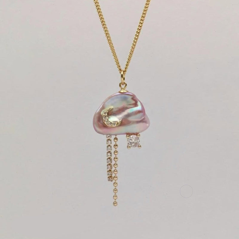 Alizae Pearl Moon Star Necklace