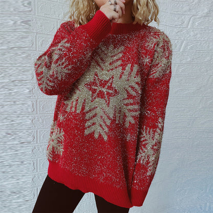 Women's Christmas Sweater with Festive Spark Design and Comfortable Cut R&B
