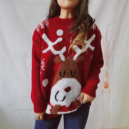 Women's Cozy Christmas Sweater with Fun Reindeer Motif