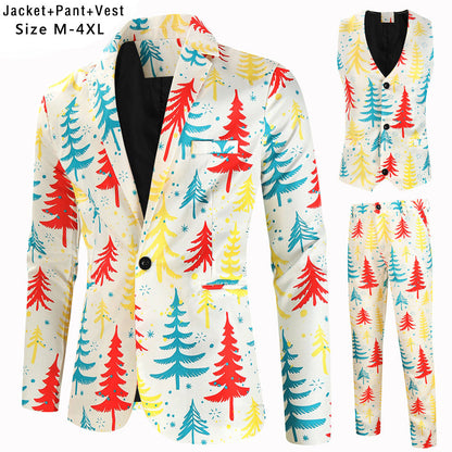 Women's Festive Suit Set with Luxurious Christmas Pattern
