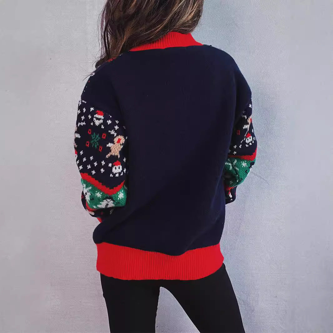 Women's Christmas Sweater with Festive Design and Playful Motifs R&B