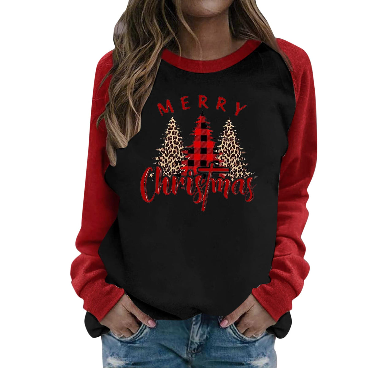 Women's Sweatshirt with Festive Reindeer Motif