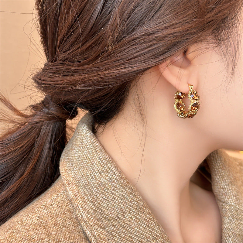 Aza Gold-plated Rhinestone Earrings