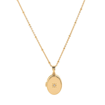 Zircon Heart Locket Necklace