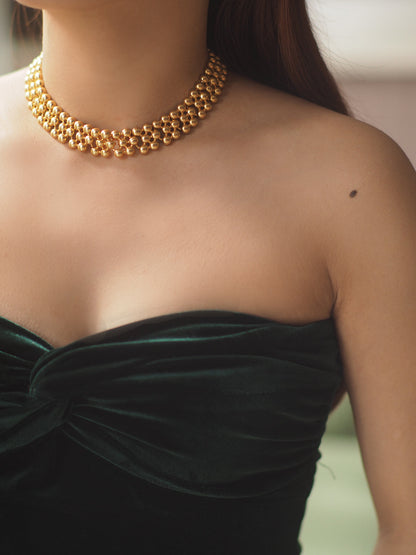 Tayah Golden Beaded Choker Necklace