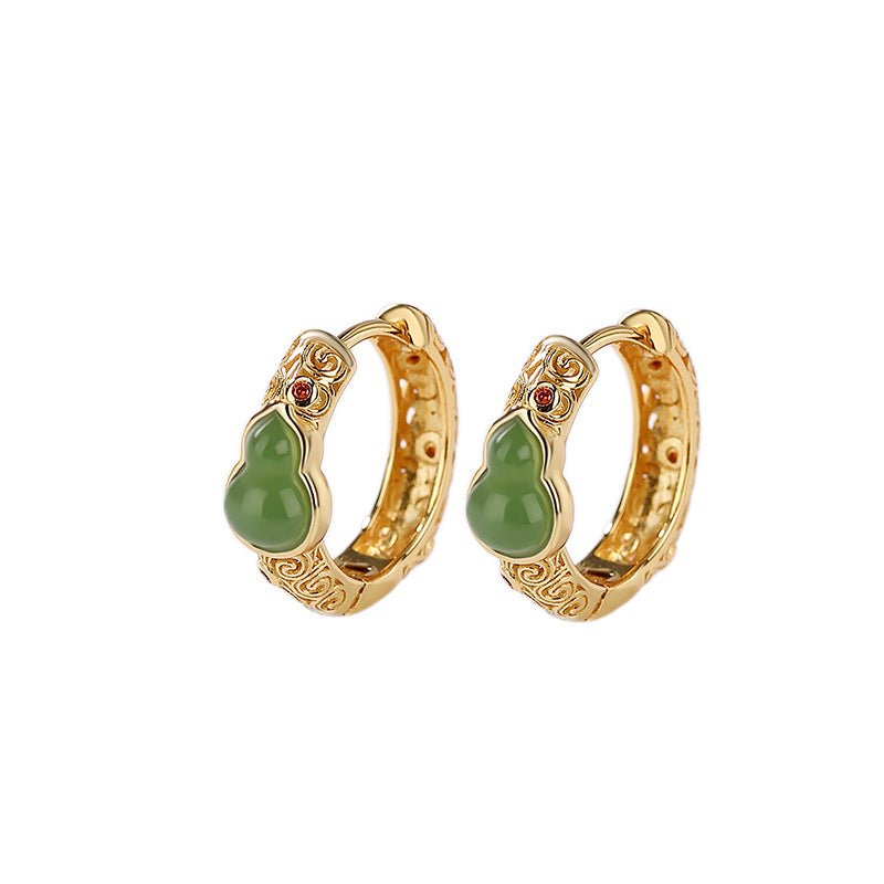 Jade Huggie Silver Earrings