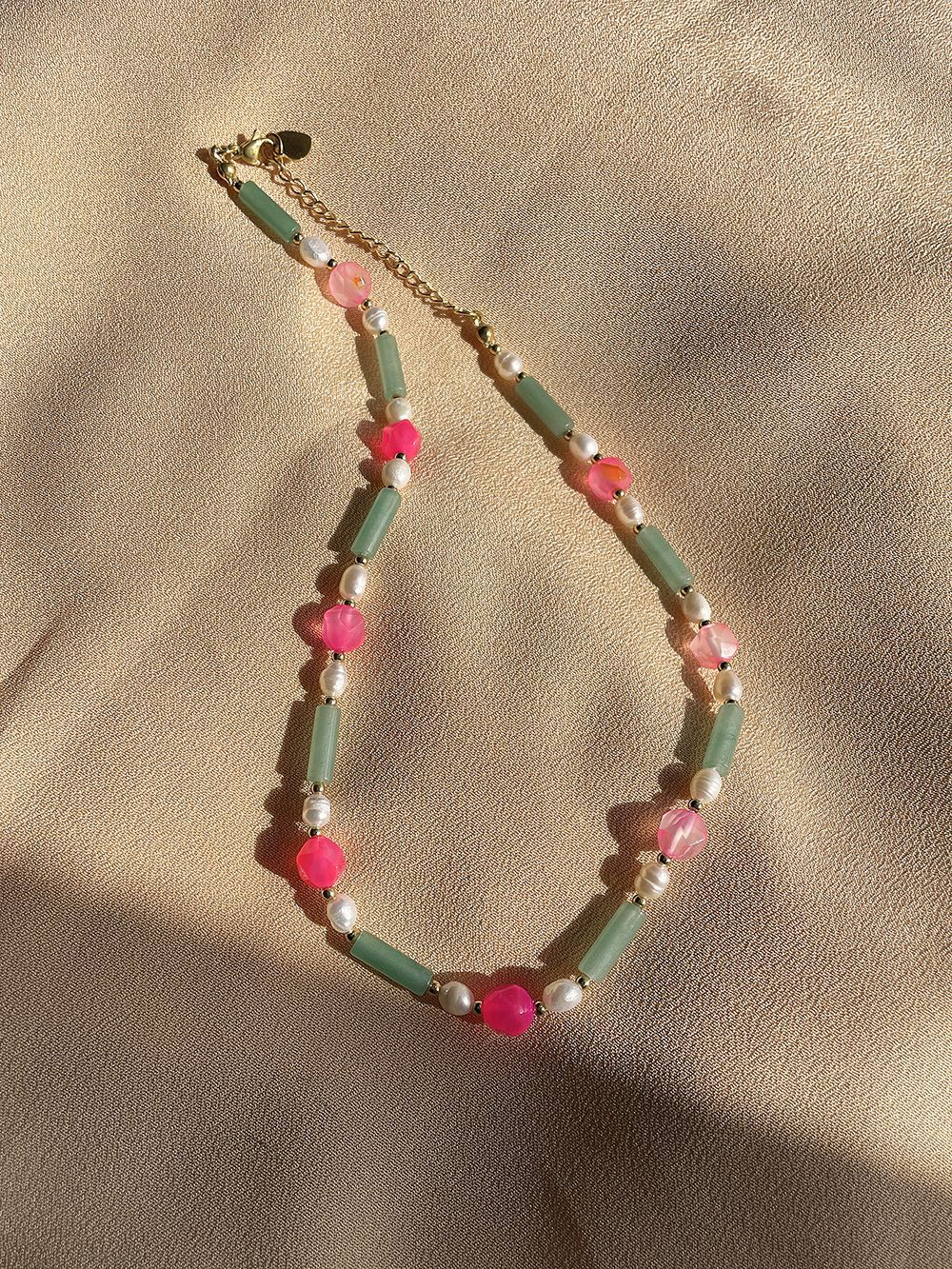 Clara Jade &amp; Pearl Beaded Necklace