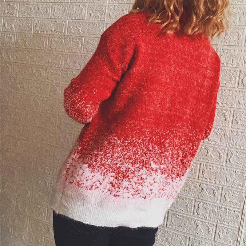 Women's Festive Knit Sweater with Wintry Snowflake Motif