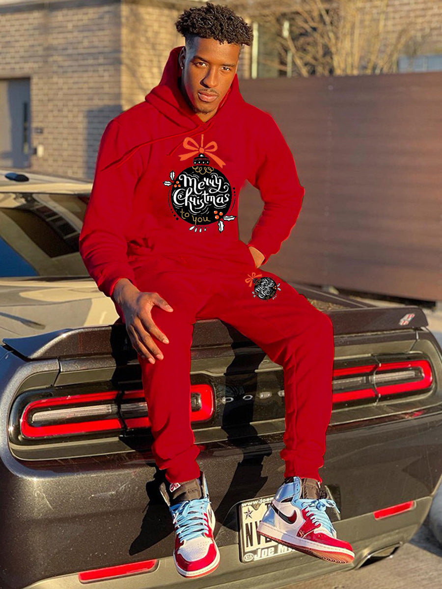 Women's Hoodie and Sweatpants Set with Festive Christmas Motif