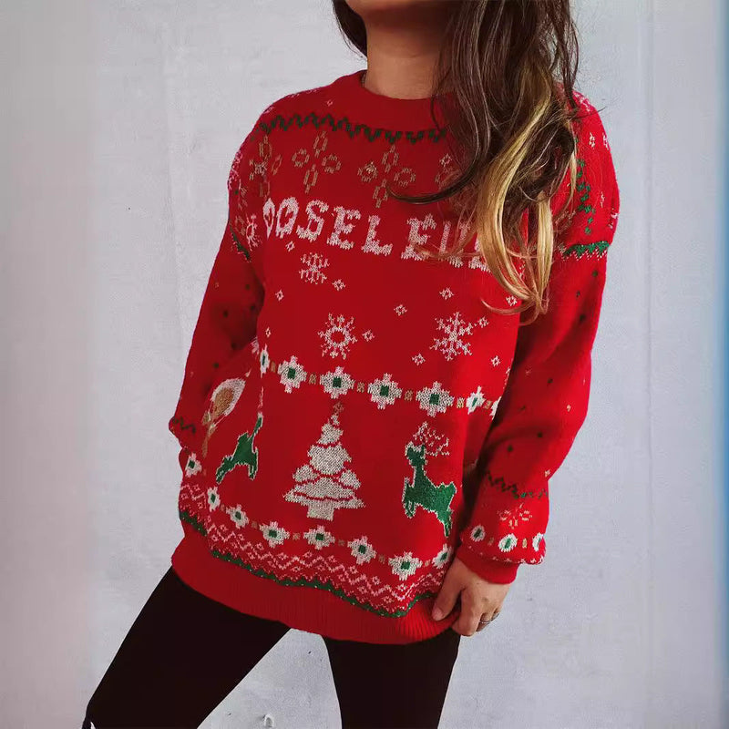 Women's Christmas Sweater with Festive Motif and Soft Material