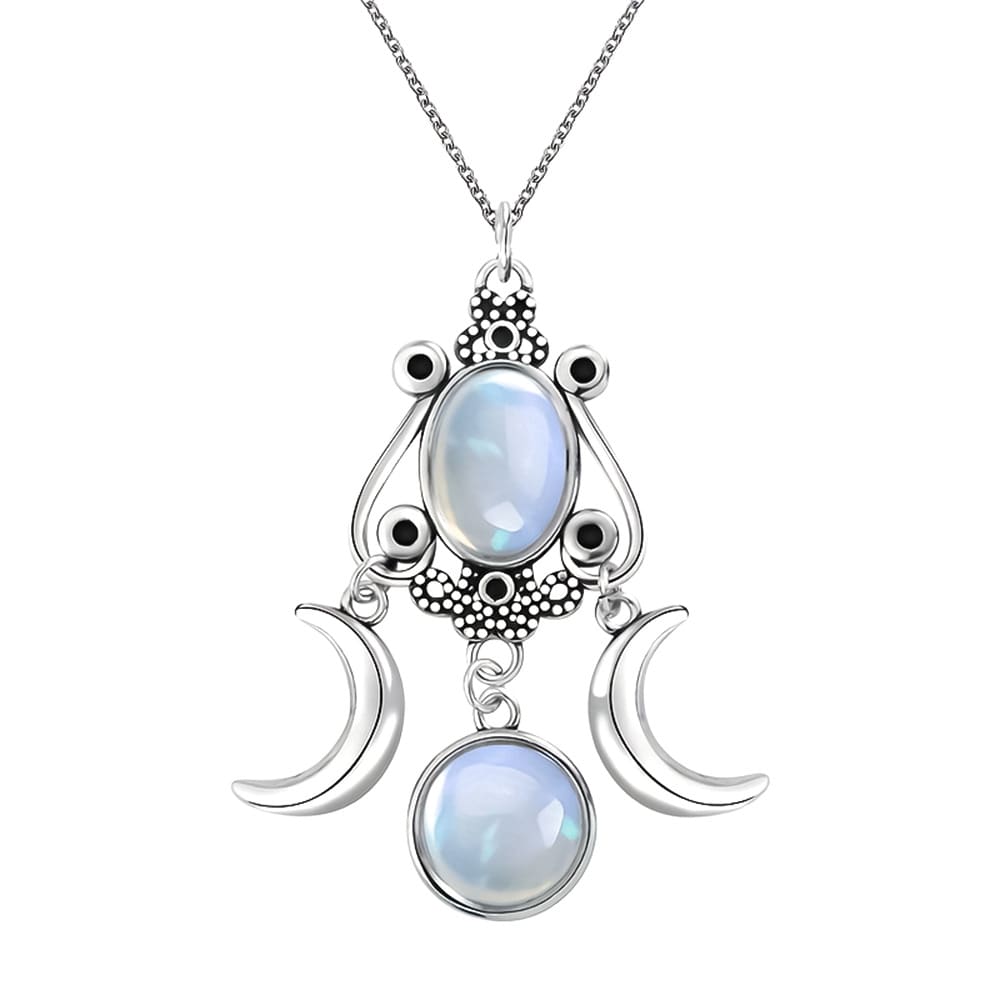 Opaline Trinity Moon Goddess Necklace