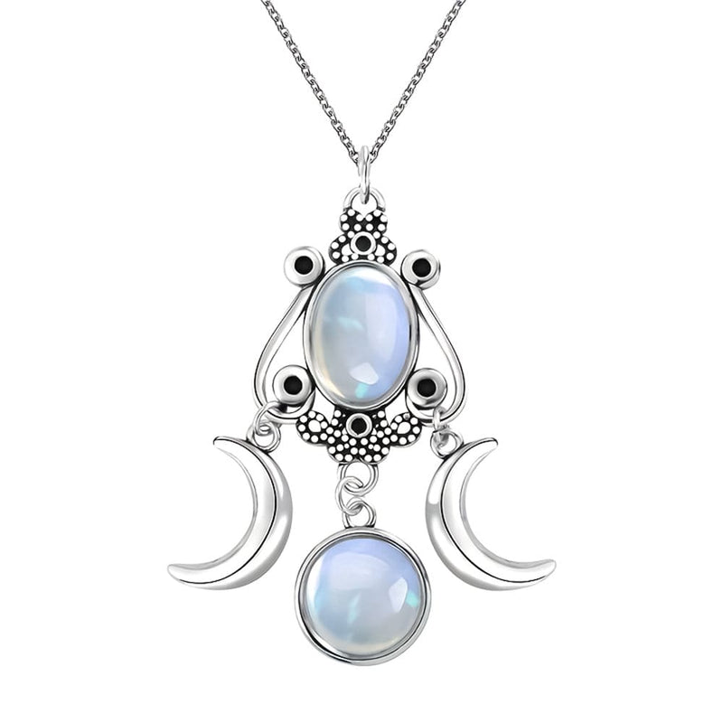 Opaline Trinity Moon Goddess Necklace