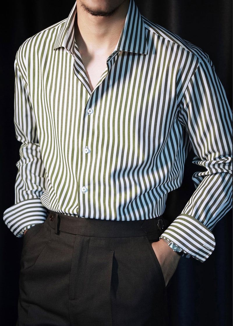 Olive Green Button Cotton Fall Shirts Peter Pan Collar