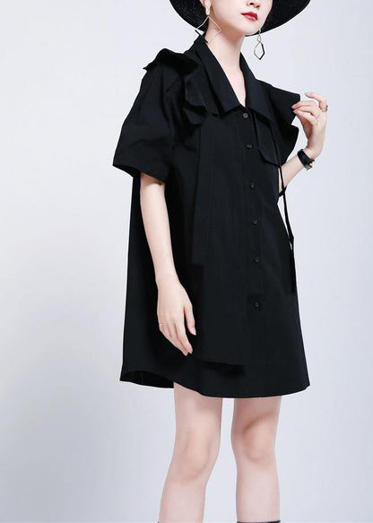 Organic Black Peter Pan Collar Summer Cotton Dress