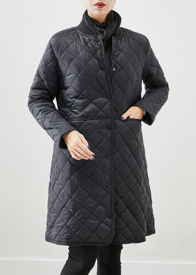 Organic Black Slim Fit Thick Fine Cotton Filled Parka Winter