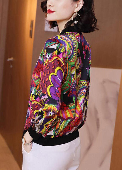 Organic Blue O-neck Print Chiffon Sunscreen Coat Summer