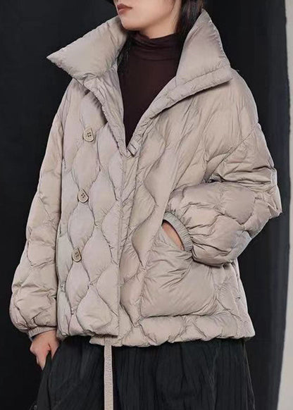 Organic Grey Button Winter Duck Down Coat