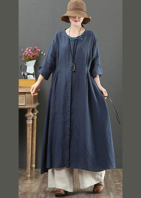 Organic O Neck Patchwork Spring Outfit Wardrobes Navy Maxi Dresses