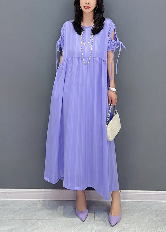 Organic Purple O-neck Patchwork Party Maxi Dress Summer