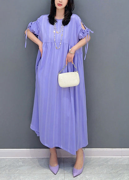 Organic Purple O-neck Patchwork Party Maxi Dress Summer