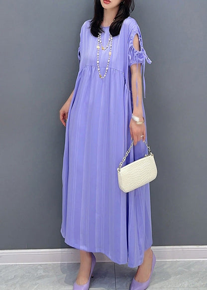 Organic Purple O-neck Patchwork Party Maxi Dress Summer