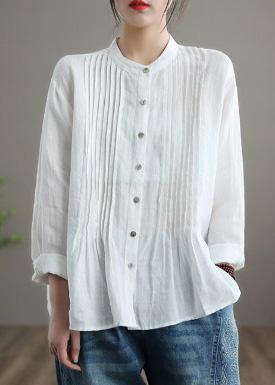 Organic White-bird Linen Shirt Tunics Women Ramie Blouse