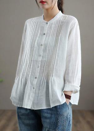 Organic White-bird Linen Shirt Tunics Women Ramie Blouse