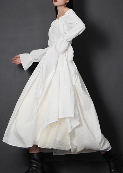 Organic White Feathers High Waist Cinched Patchwork Summer Cotton Skirts