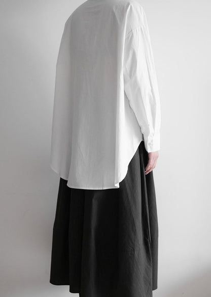 Organic White Peter Pan Collar Asymmetrical Design Cotton Shirts Spring