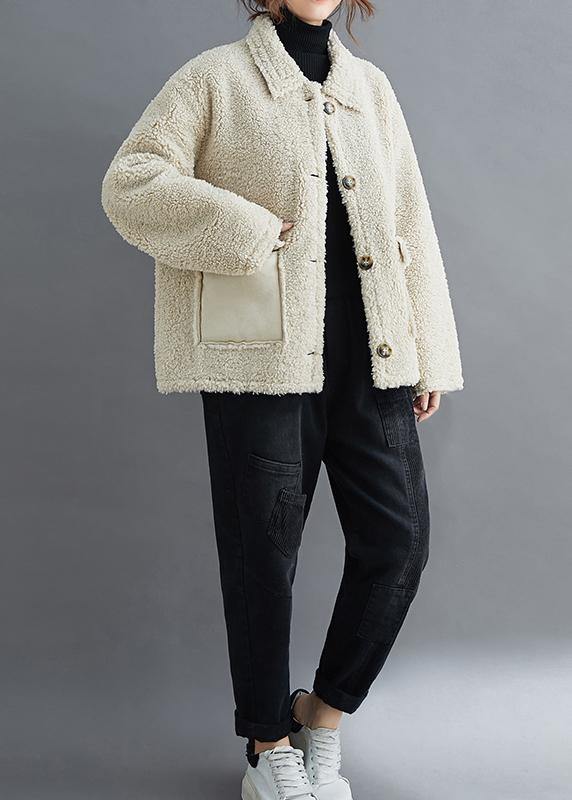 Organic Beige Coats Quality Outwear Work Outfits Lapel Pockets Outwears