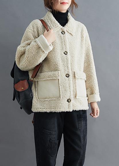 Organic Beige Coats Quality Outwear Work Outfits Lapel Pockets Outwears