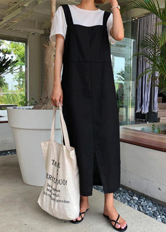 Organic Black Cotton Wardrobes Spaghetti Strap Clothing Dress