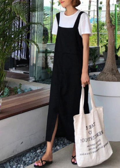 Organic Black Cotton Wardrobes Spaghetti Strap Clothing Dress