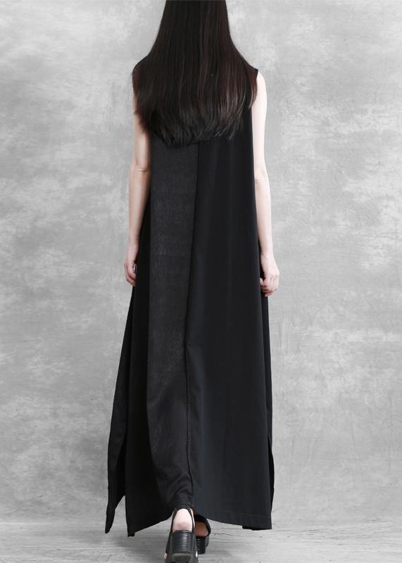 Organic Black Dresses O Neck Sleeveless Robes Summer Dress