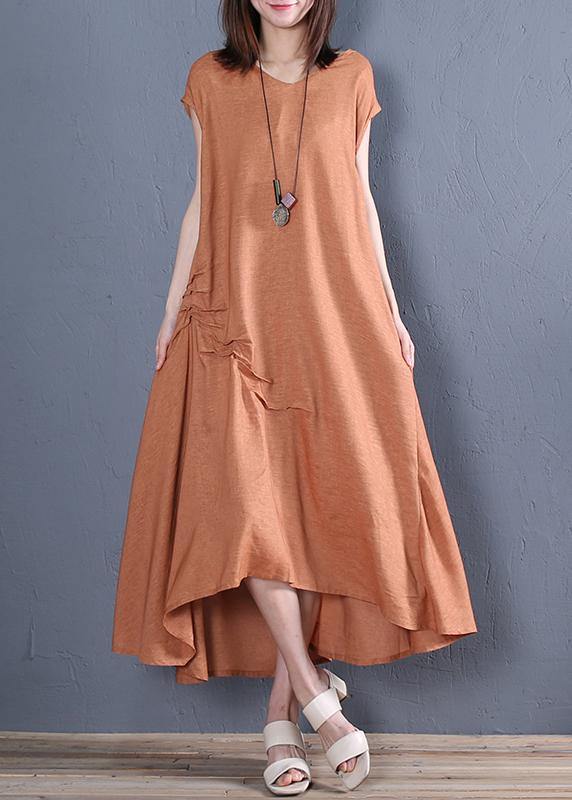 Organic Blue Cotton Clothes for V Neck Cinched Loose Dresses