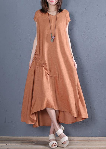 Organic Blue Cotton Clothes for V Neck Cinched Loose Dresses