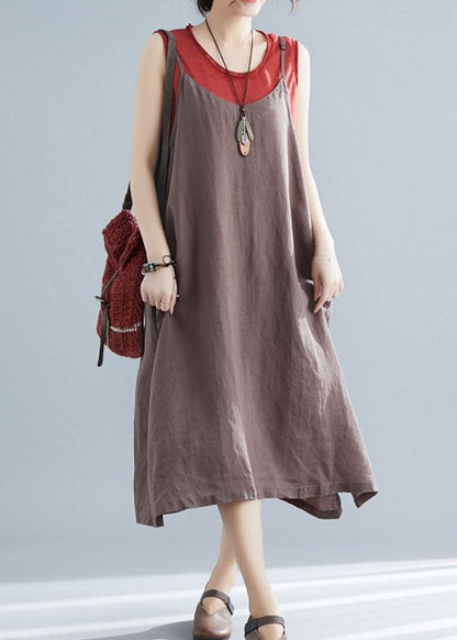 Organic Chocolate Cotton Tunics Sleeveless Cotton Summer Dresses