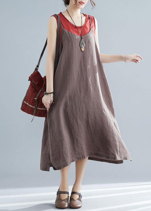 Organic Chocolate Cotton Tunics Sleeveless Cotton Summer Dresses