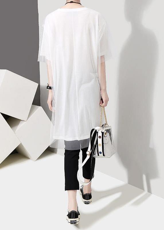 Organic Clothes Korea Summer Short Sleeve Patchwork Tulle Dress