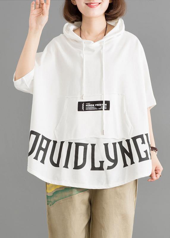 Organic Cotton Crane Tops Summer Hooded Half Sleeve Top
