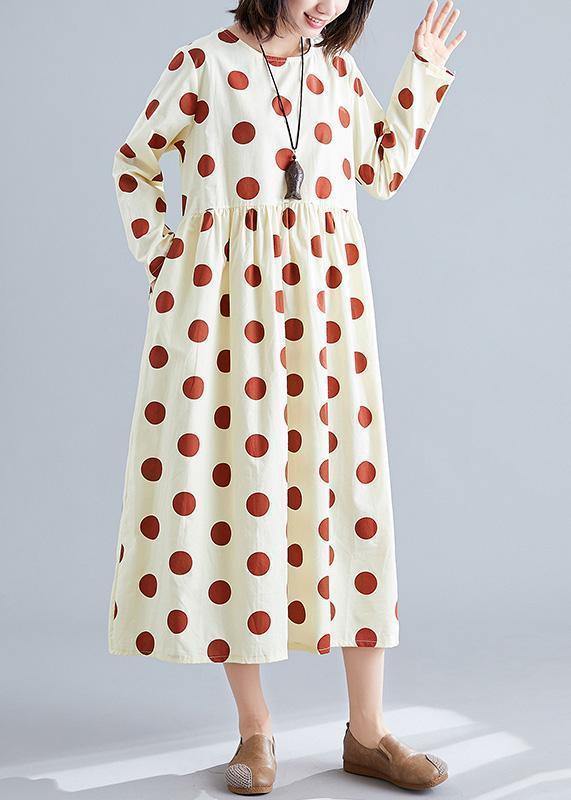 Organic Dotted Cotton Tunics for Shirts Nude Cotton Robes Dress Fall