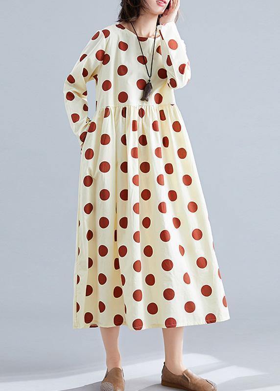 Organic Dotted Cotton Tunics for Shirts Nude Cotton Robes Dress Fall