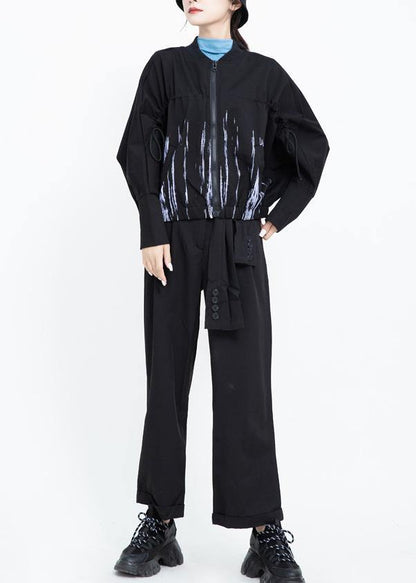 Organic Elastic Hem Prints Clothes for Black Daily Coats