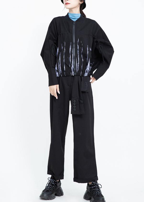 Organic Elastic Hem Prints Clothes for Black Daily Coats