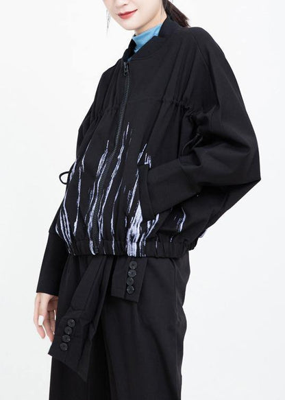 Organic Elastic Hem Prints Clothes for Black Daily Coats