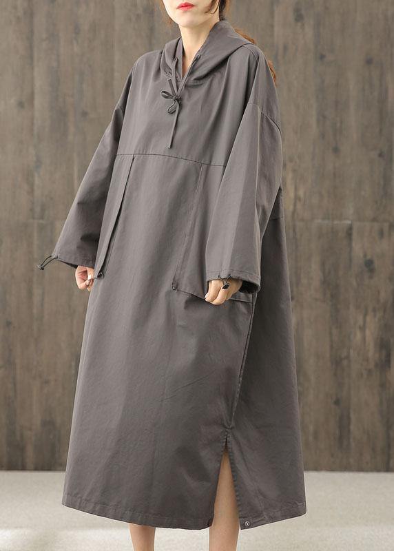 Organic Gray Tunics for Hooded Side Open Dress