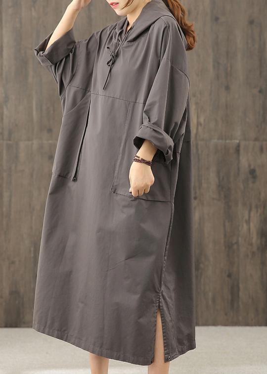 Organic Gray Tunics for Hooded Side Open Dress