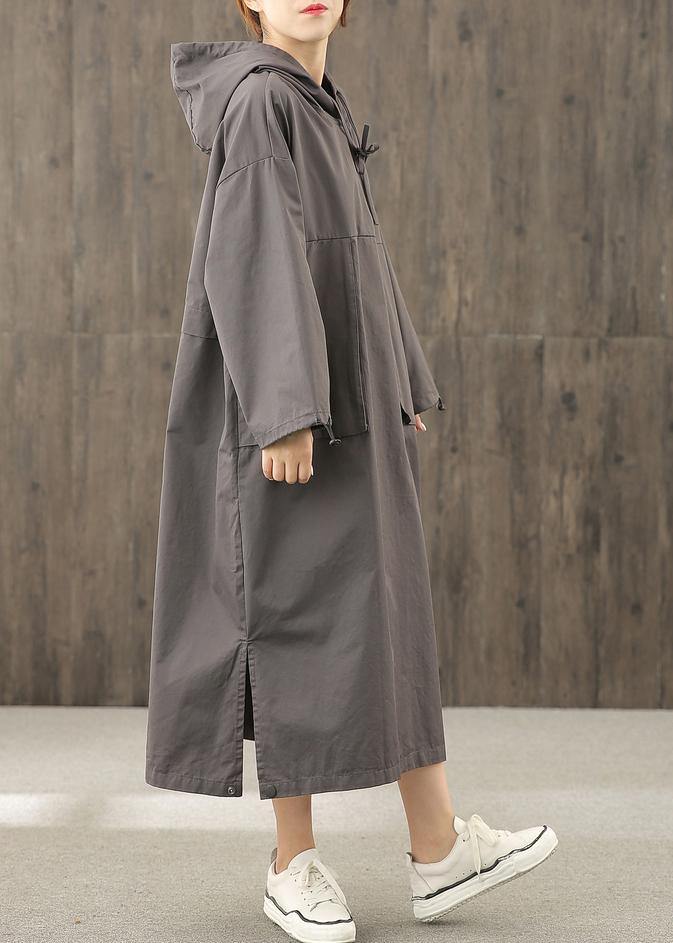 Organic Gray Tunics for Hooded Side Open Dress