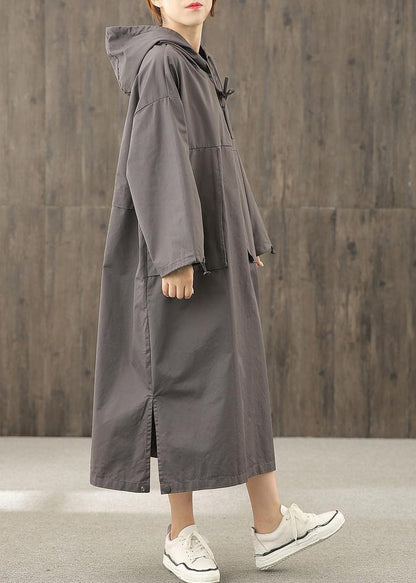 Organic Gray Tunics for Hooded Side Open Dress